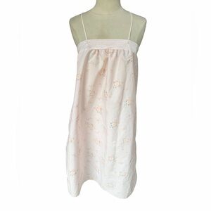 1950s/60s Pale Pink Floral Lightweight Cotton Blend Spaghetti Strap Nightgown